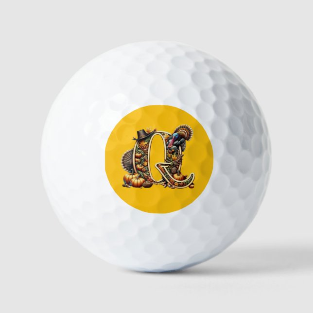 Letter Q Thanksgiving style turkey  Golf Balls (Front)