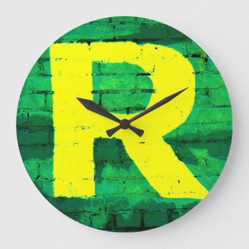 Letter R Alphabet Photography  Large Clock