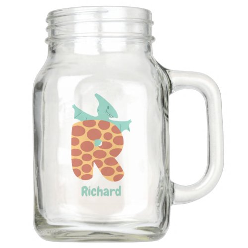 Letter R and Dinosaur Mason Jar