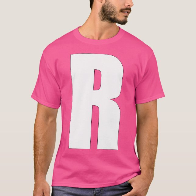 Letter R Bold White Capital R For Team Names Or Wo T-Shirt (Front)