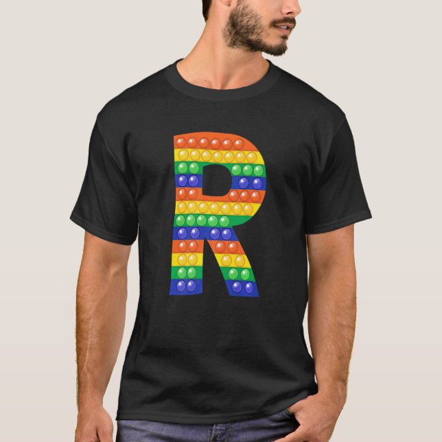 Letter R Capital Alphabet Fidget Pop It Matching P T-Shirt (Front)