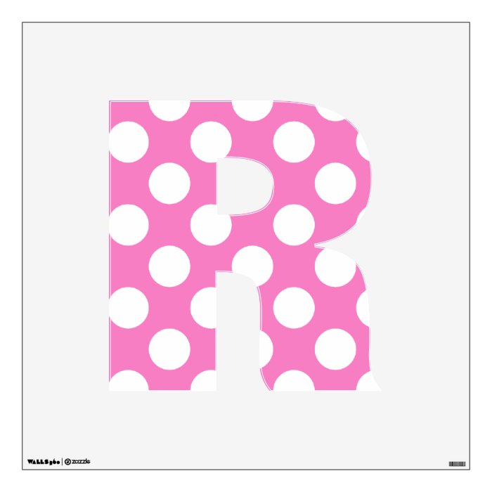 letter R cute kawaii polka dots shabby chic medium Wall Decal