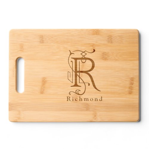 Letter R Elegant Monogram Personalized Name Cutting Board