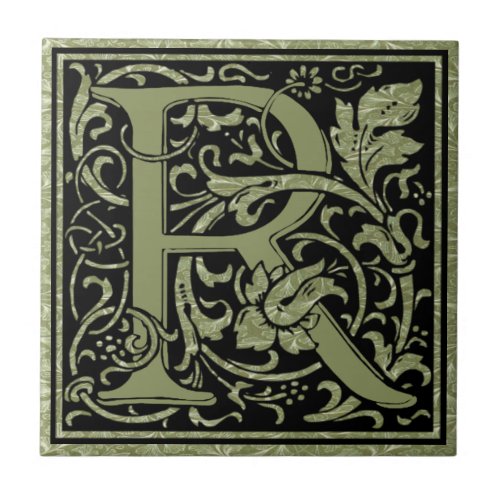 Letter R First Letter Monogram Ceramic Tile