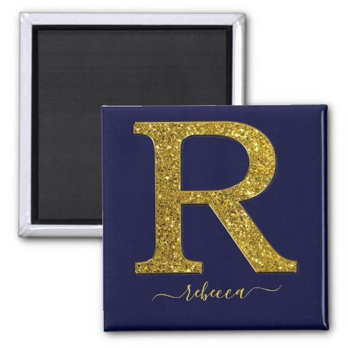 Letter R Gold Glitter Magnet