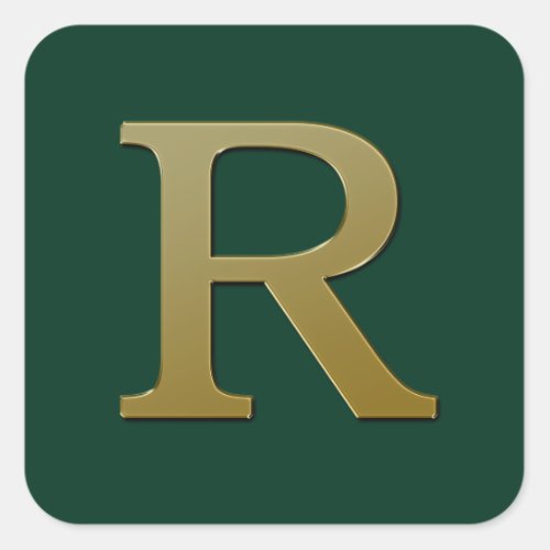 Letter R Gold Square Sticker