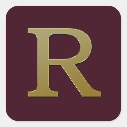 Letter R Gold Square Sticker