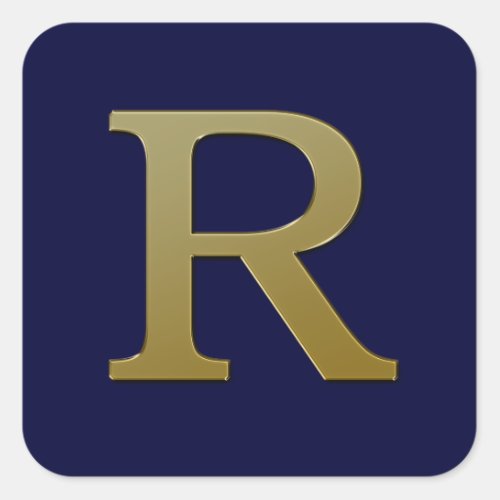 Letter R Gold Square Sticker