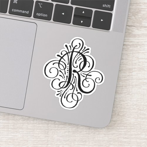 Letter R Initial Elegant Flourish Monogram Sticker