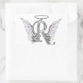 Letter R Initial Monogram with Angel Wings & Halo Rectangular Sticker ...