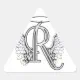 Letter R Initial Monogram with Angel Wings & Halo Triangle Sticker | Zazzle