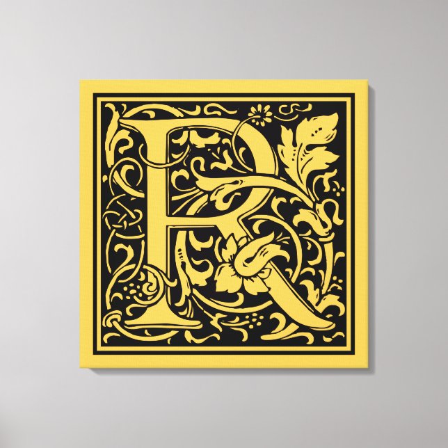 Letter R Medieval Monogram Art Nouveau Canvas Print (Front)