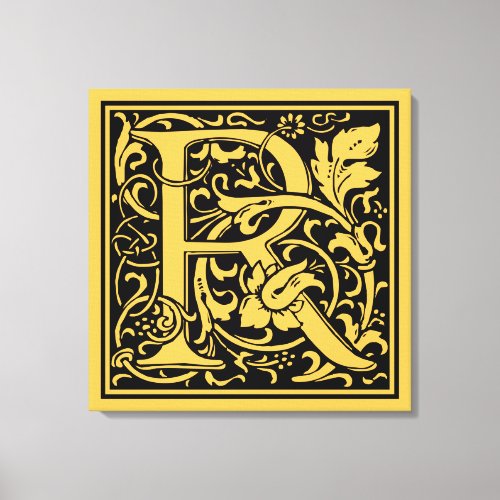Letter R Medieval Monogram Art Nouveau Canvas Print