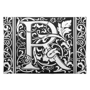 Letter R Medieval Monogram Art Nouveau Cloth Placemat