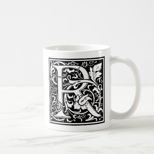 Letter R Medieval Monogram Art Nouveau Coffee Mug