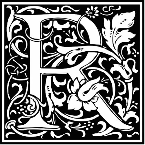 Letter R Medieval Monogram Art Nouveau Cutout