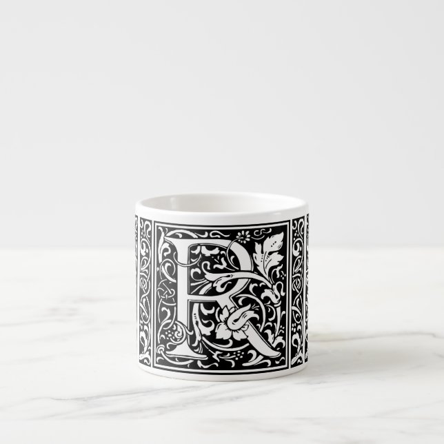 Letter R Medieval Monogram Art Nouveau Espresso Cup (Front)