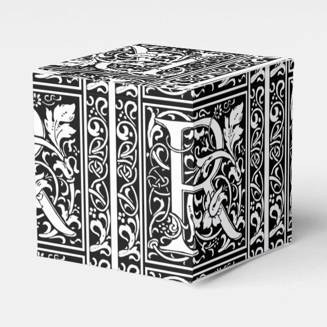 Letter R Medieval Monogram Art Nouveau Favor Boxes (Front Side)