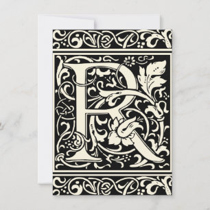 Letter R Medieval Monogram Art Nouveau Invitation
