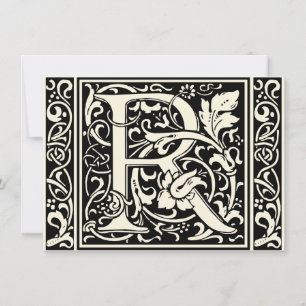 Letter R Medieval Monogram Art Nouveau Invitation