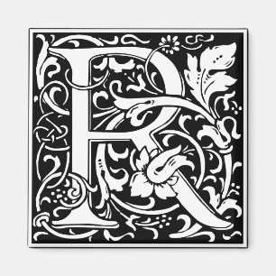 Letter R Medieval Monogram Art Nouveau Magnet