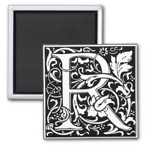 Letter R Medieval Monogram Art Nouveau Magnet
