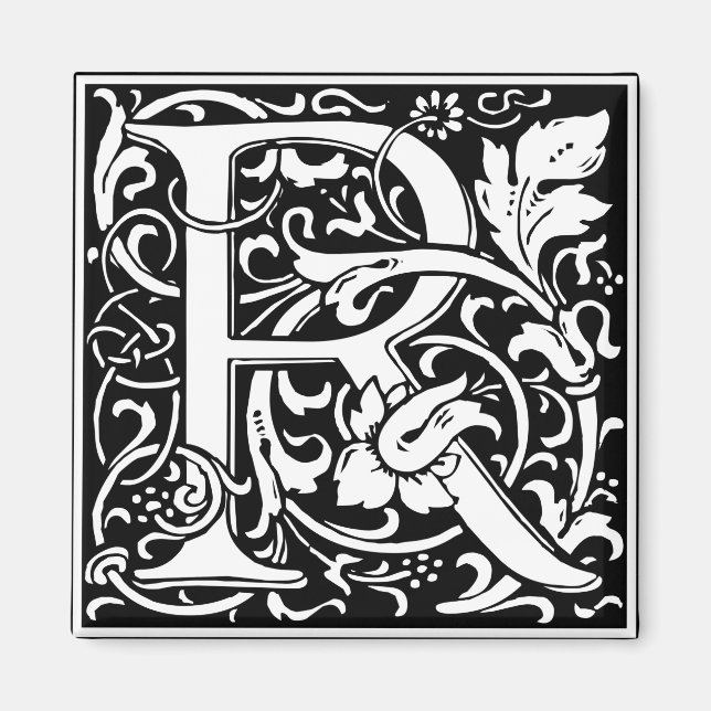 Letter R Medieval Monogram Art Nouveau Magnet (Front)