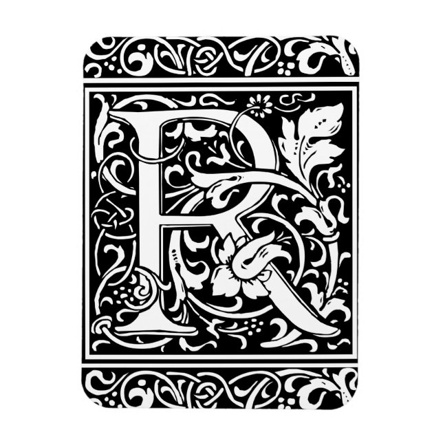 Letter R Medieval Monogram Art Nouveau Magnet (Vertical)