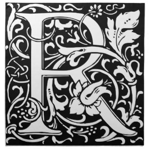 Letter R Medieval Monogram Art Nouveau Napkin