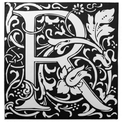 Letter R Medieval Monogram Art Nouveau Napkin