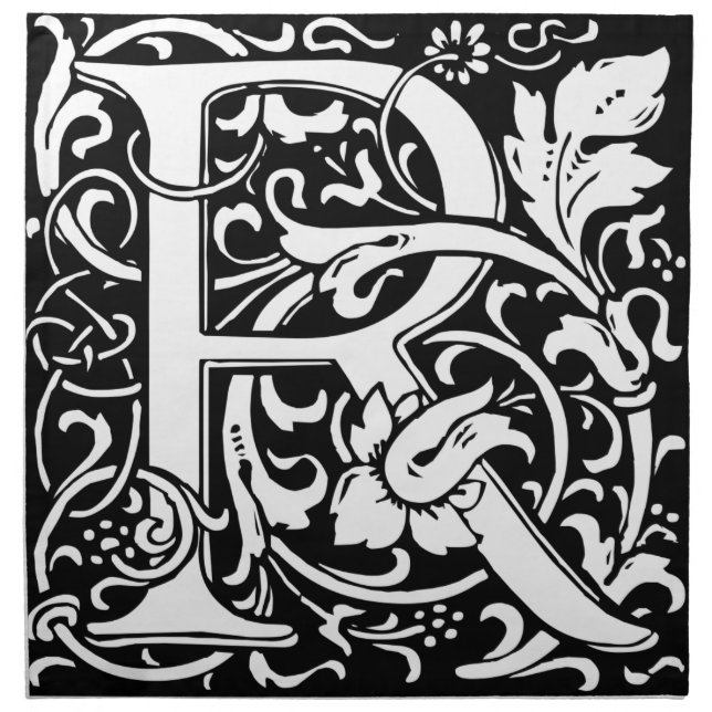 Letter R Medieval Monogram Art Nouveau Napkin (Front)