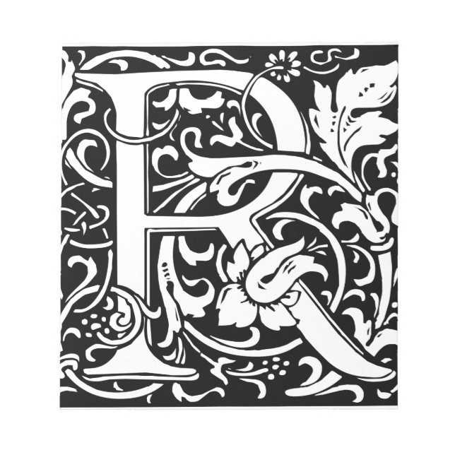 Letter R Medieval Monogram Art Nouveau Notepad (Front)