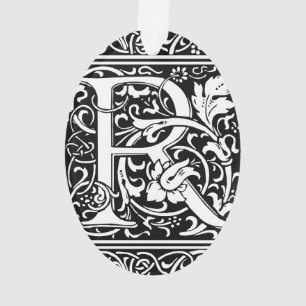 Letter R Medieval Monogram Art Nouveau Ornament