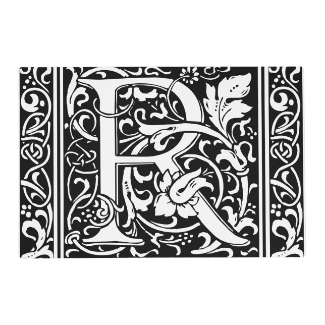 Letter R Medieval Monogram Art Nouveau Placemat (Front)