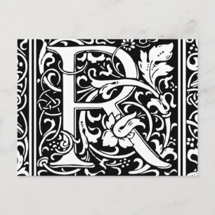 Letter R Medieval Monogram Art Nouveau Postcard