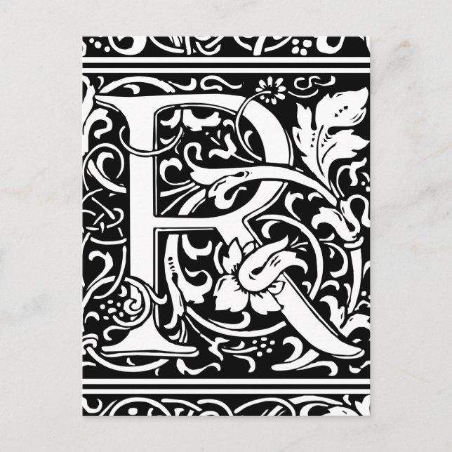 Letter R Medieval Monogram Art Nouveau Postcard (Front)