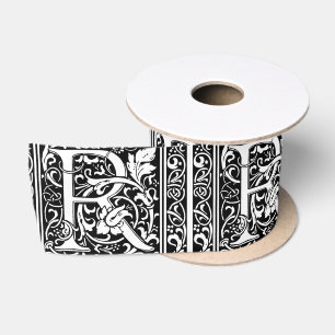 Letter R Medieval Monogram Art Nouveau Satin Ribbon