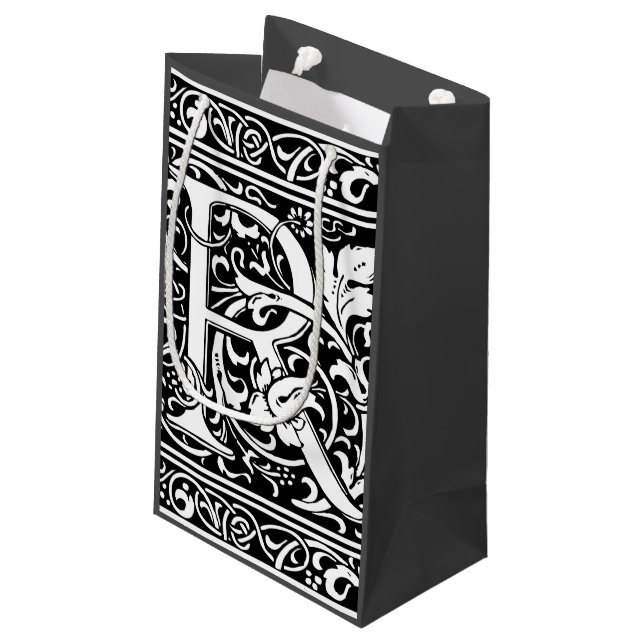 Letter R Medieval Monogram Art Nouveau Small Gift Bag (Back Angled)