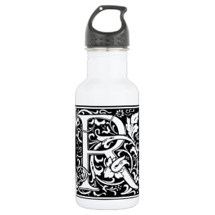 Letter R Medieval Monogram Art Nouveau Stainless Steel Water Bottle