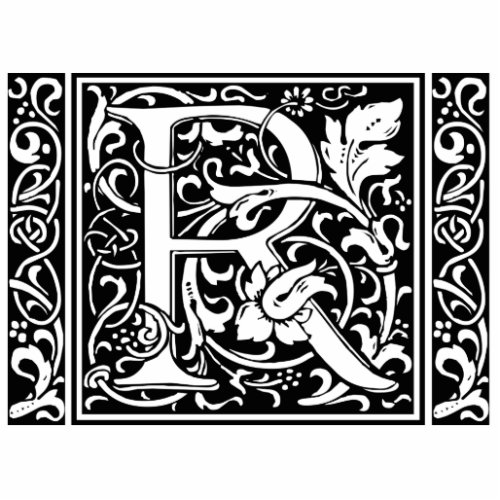 Letter R Medieval Monogram Art Nouveau Statuette
