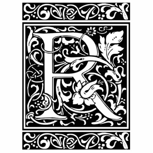 Letter R Medieval Monogram Art Nouveau Statuette