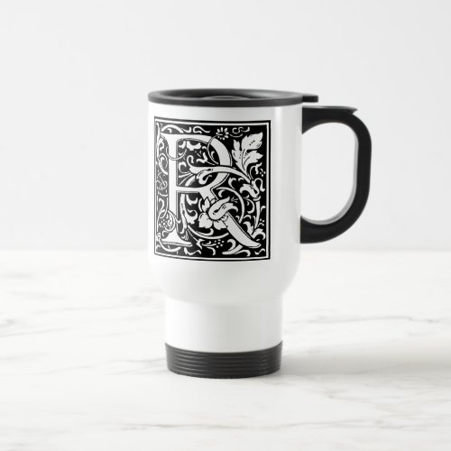 Letter R Medieval Monogram Art Nouveau Travel Mug