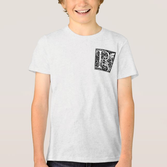Letter R Medieval Monogram Art Nouveau Tri-Blend Shirt (Front)