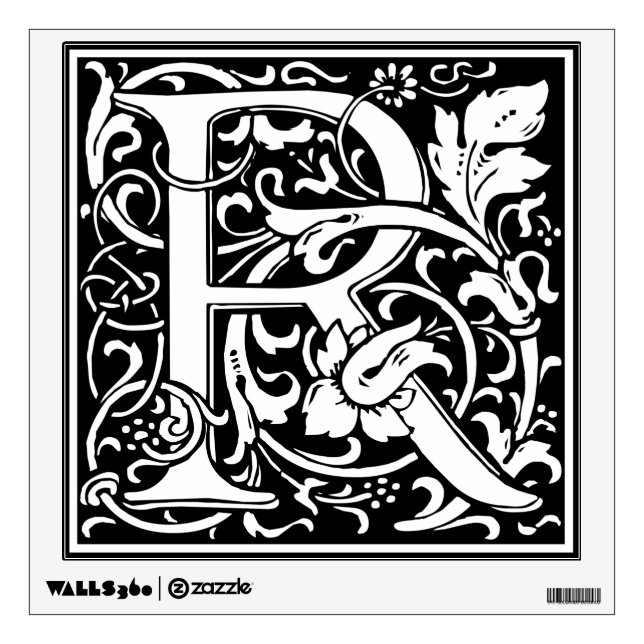 Letter R Medieval Monogram Art Nouveau Wall Decal (Front)