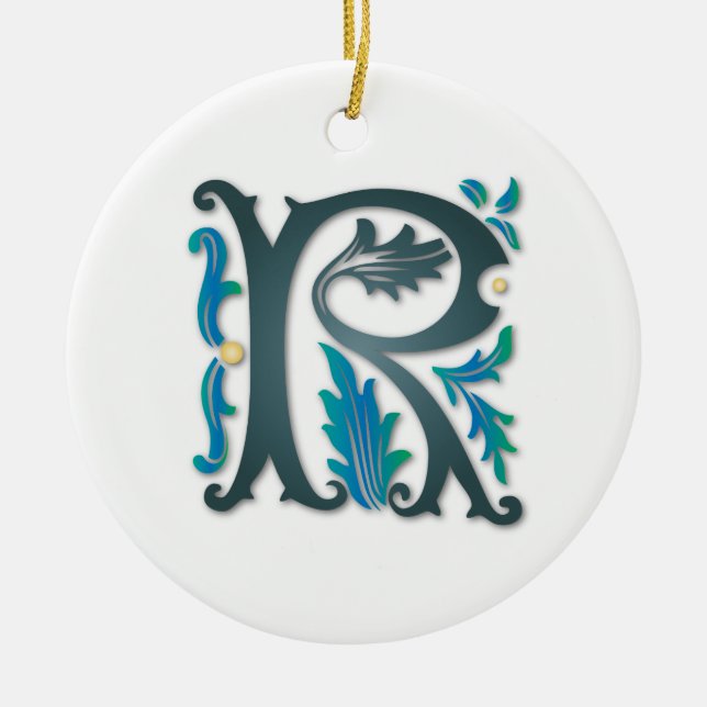 Letter R Monogram Ceramic Ornament (Front)