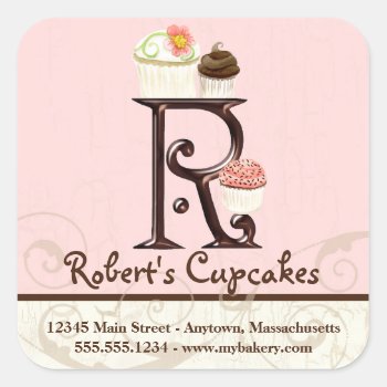 Letter R Monogram Cupcake Logo Business Stickers by AudreyJeanne at Zazzle