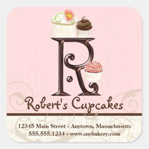 Letter R Monogram Cupcake Logo Business Stickers