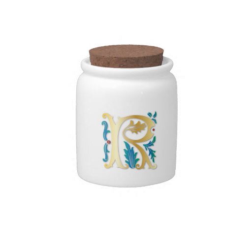 Letter R Monogram Fleur de lis Candy Jar