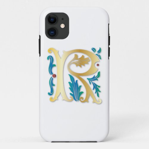 Letter R Monogram Fleur de lis iPhone 11 Case