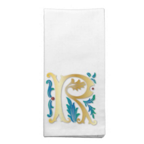 Letter R Monogram Fleur de lis Cloth Napkin